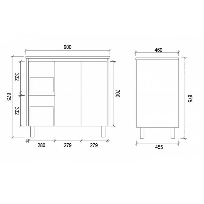 PVC Freestanding White Bathroom Vanity PS900L