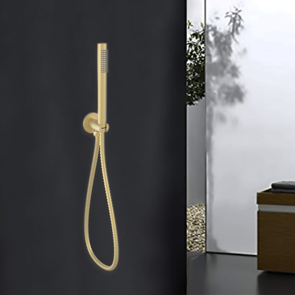 Tube Hand Shower on Bracket Brushed Gold PSH003-2BG - Bathroom Hub