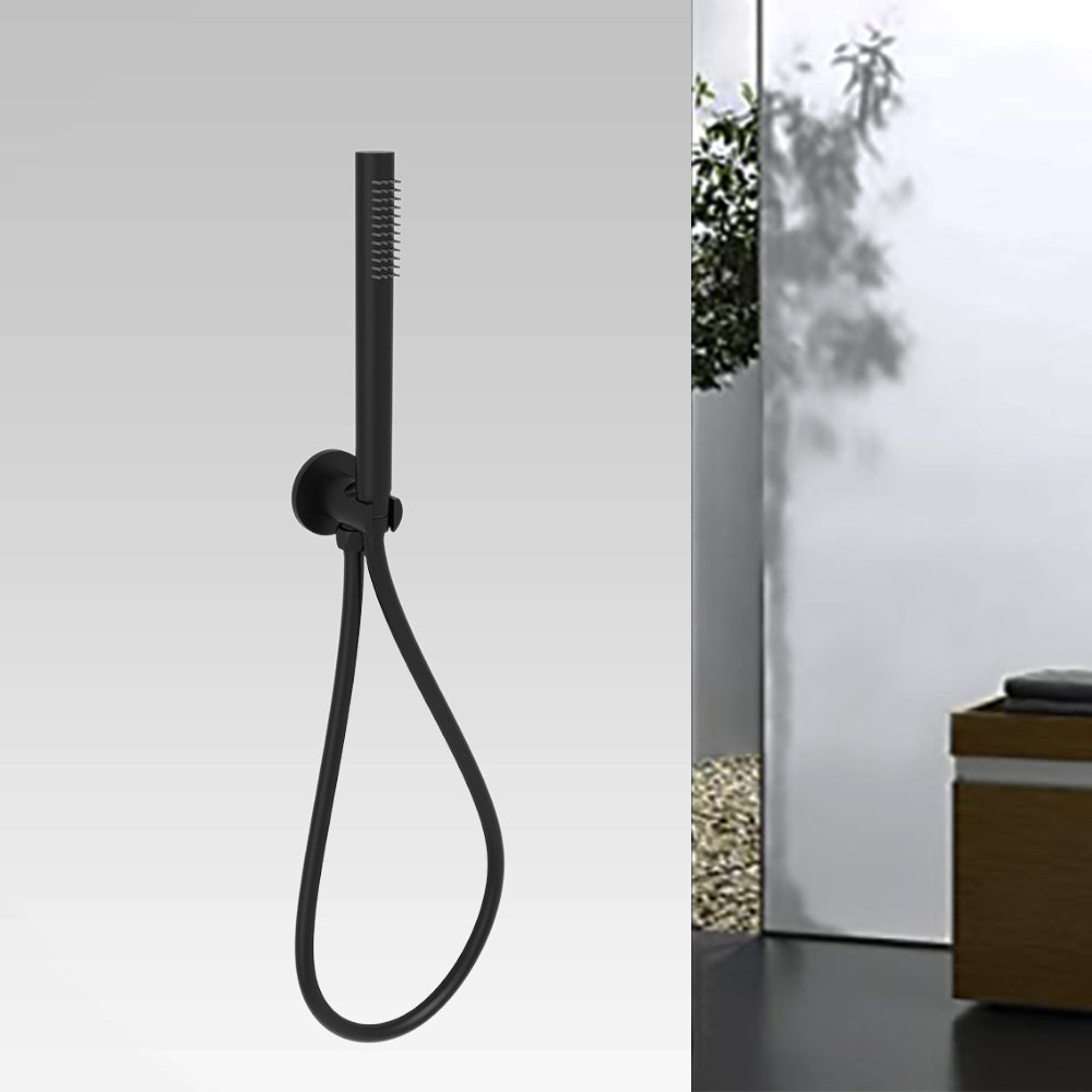 Tube Hand Shower on Bracket Matt Black PSH003-2B - Bathroom Hub
