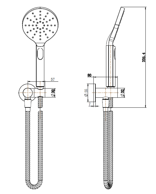 Otus Hand Shower on Bracket Gunmetal PSH036-1-GM - Bathroom Hub
