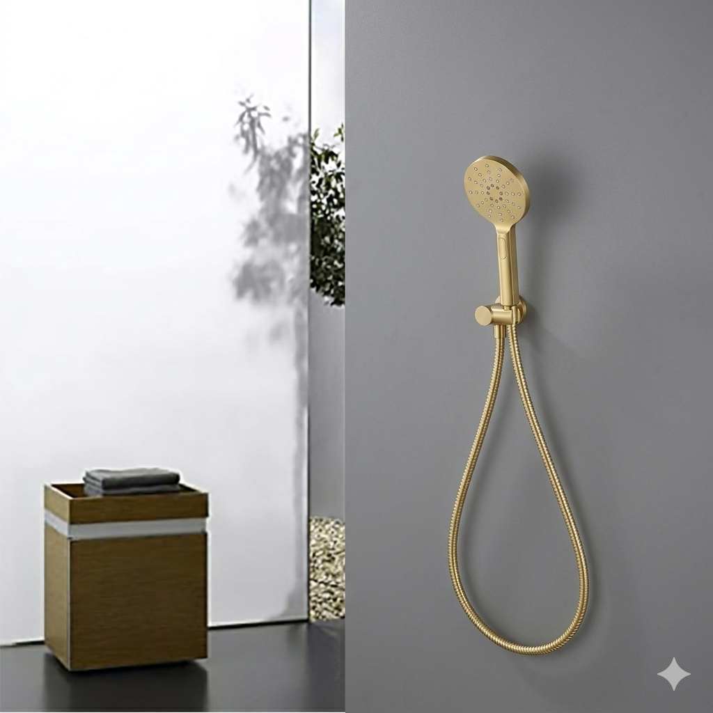 Otus Hand Shower on Bracket Brushed Gold PSH036-1BG - Bathroom Hub