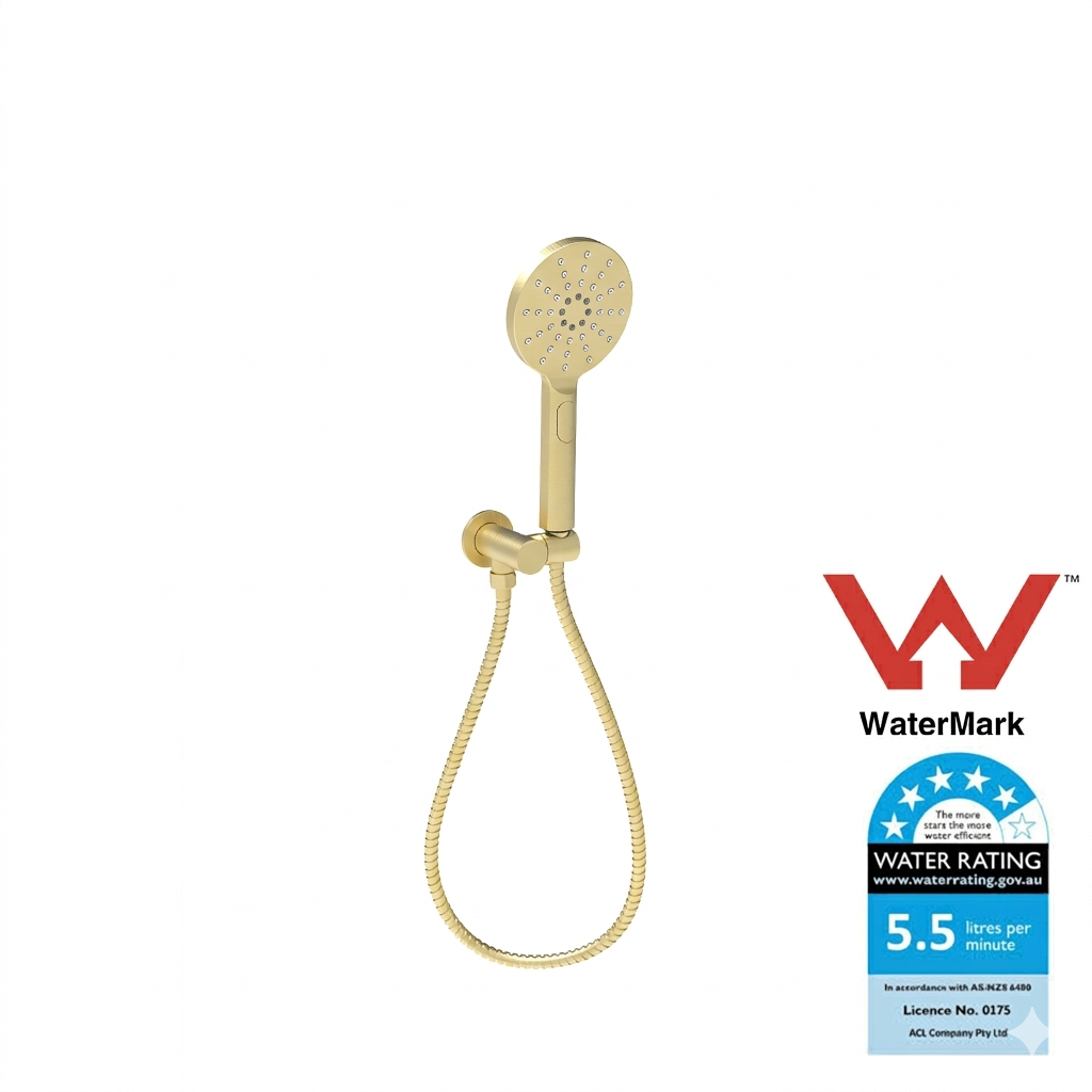 Otus Hand Shower on Bracket Brushed Gold PSH036-1BG - Bathroom Hub