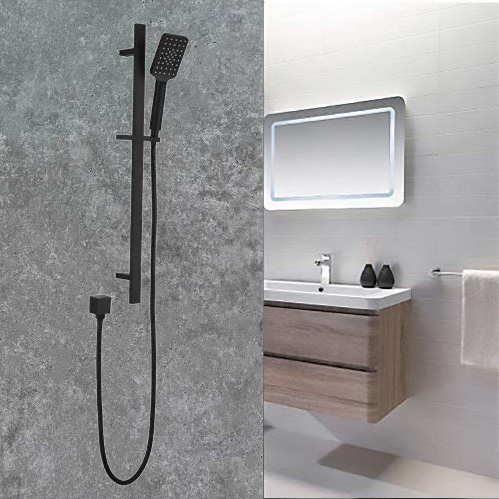 Eden Sliding Shower Rail Matt Black PSH037-B - Bathroom Hub