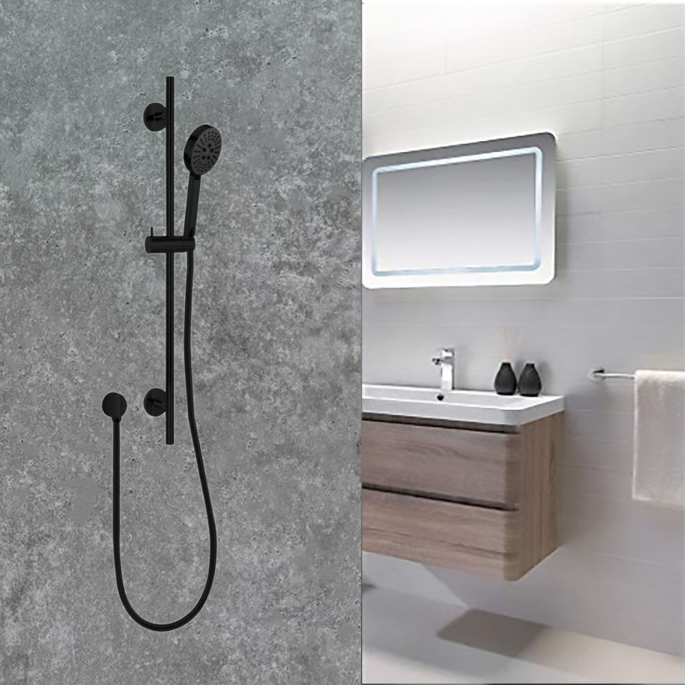 Otus Sliding Shower Rail Matt Black PSH039-B - Bathroom Hub