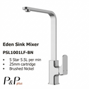 Eden Sink Mixer Brushed Nickel PSL1001LF-BN - Bathroom Hub