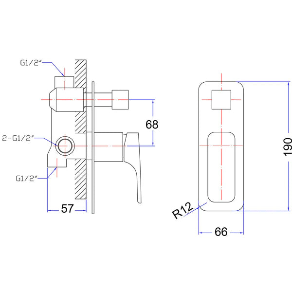 Eden Wall Mixer Diverter Brushed Nickel PSL3002LF-BN