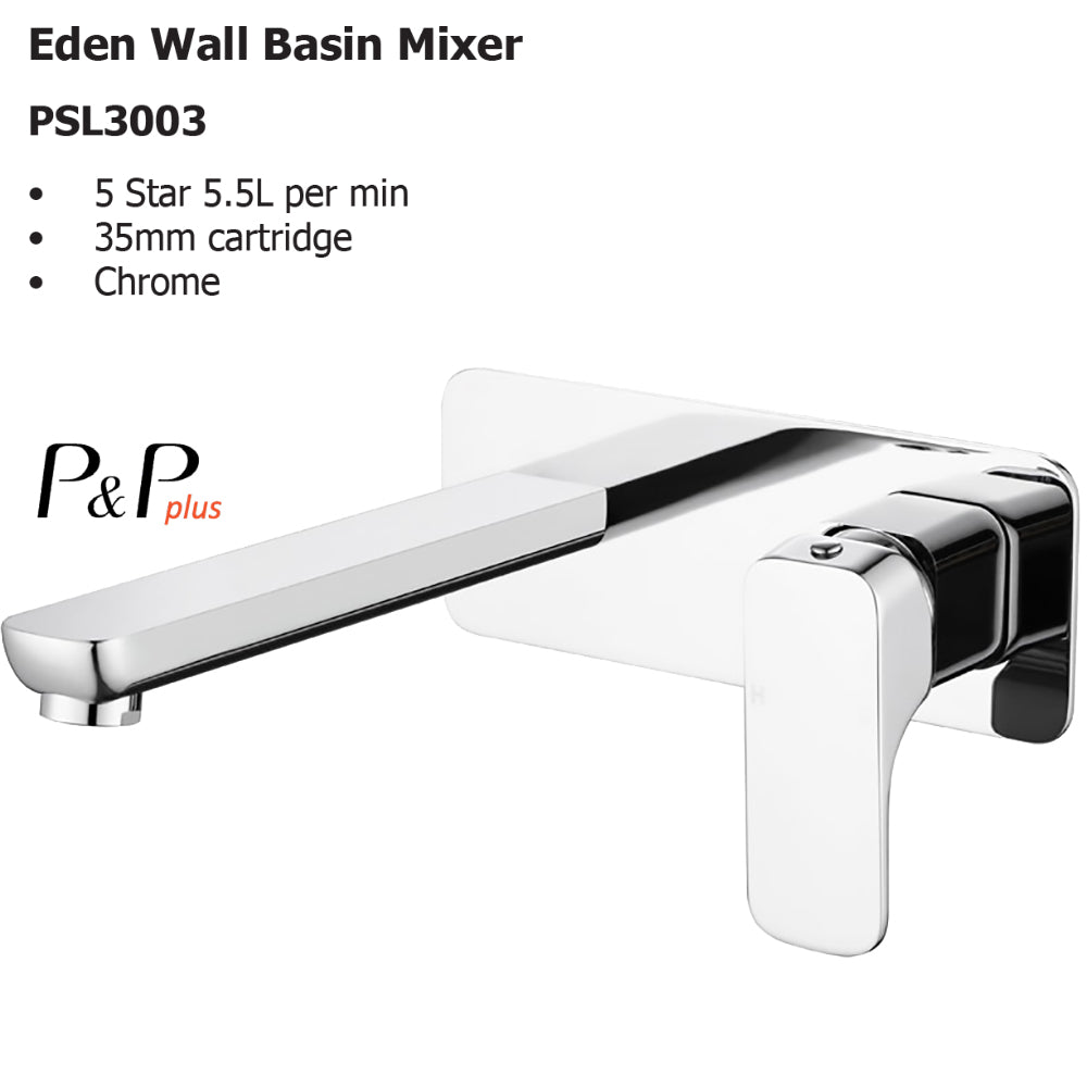 Eden Wall Basin Mixer Chrome PSL3003LF - Bathroom Hub