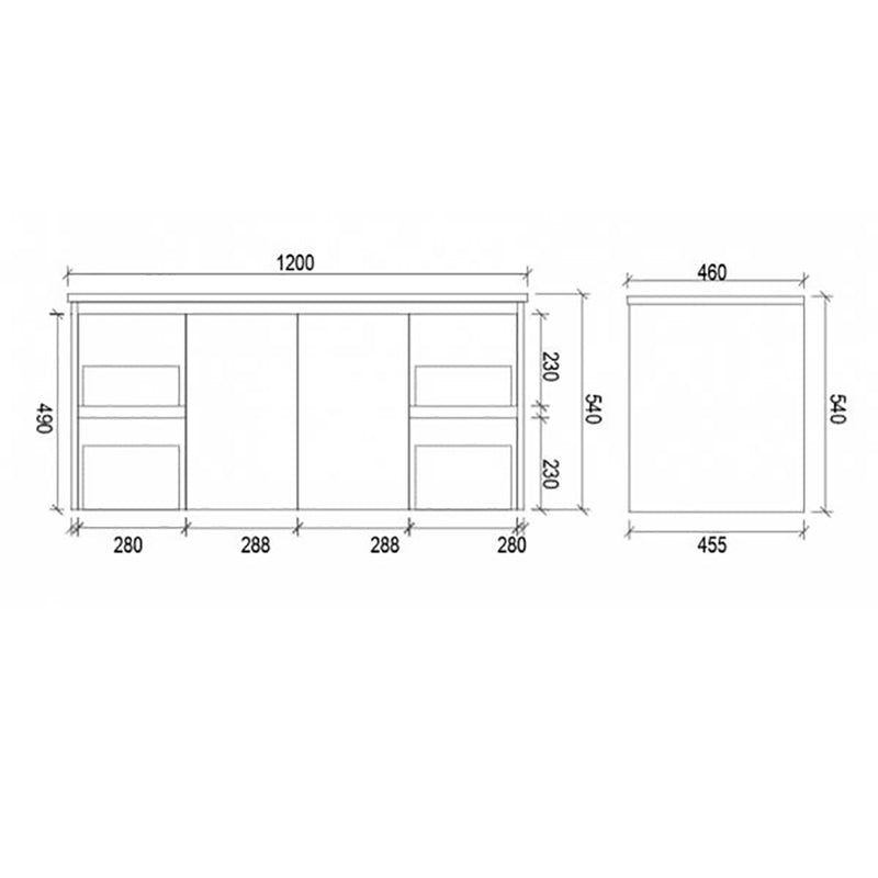 PVC Wall Hung White Bathroom Vanity WPC1200