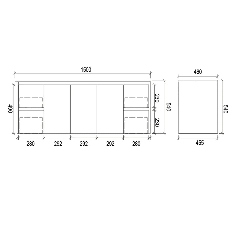 Wall Hung Bathroom Vanity PWH1500