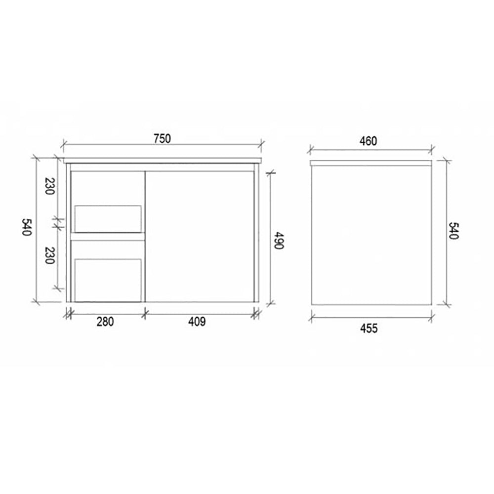 PVC Wall Hung White Bathroom Vanity WPC750L - Bathroom Hub
