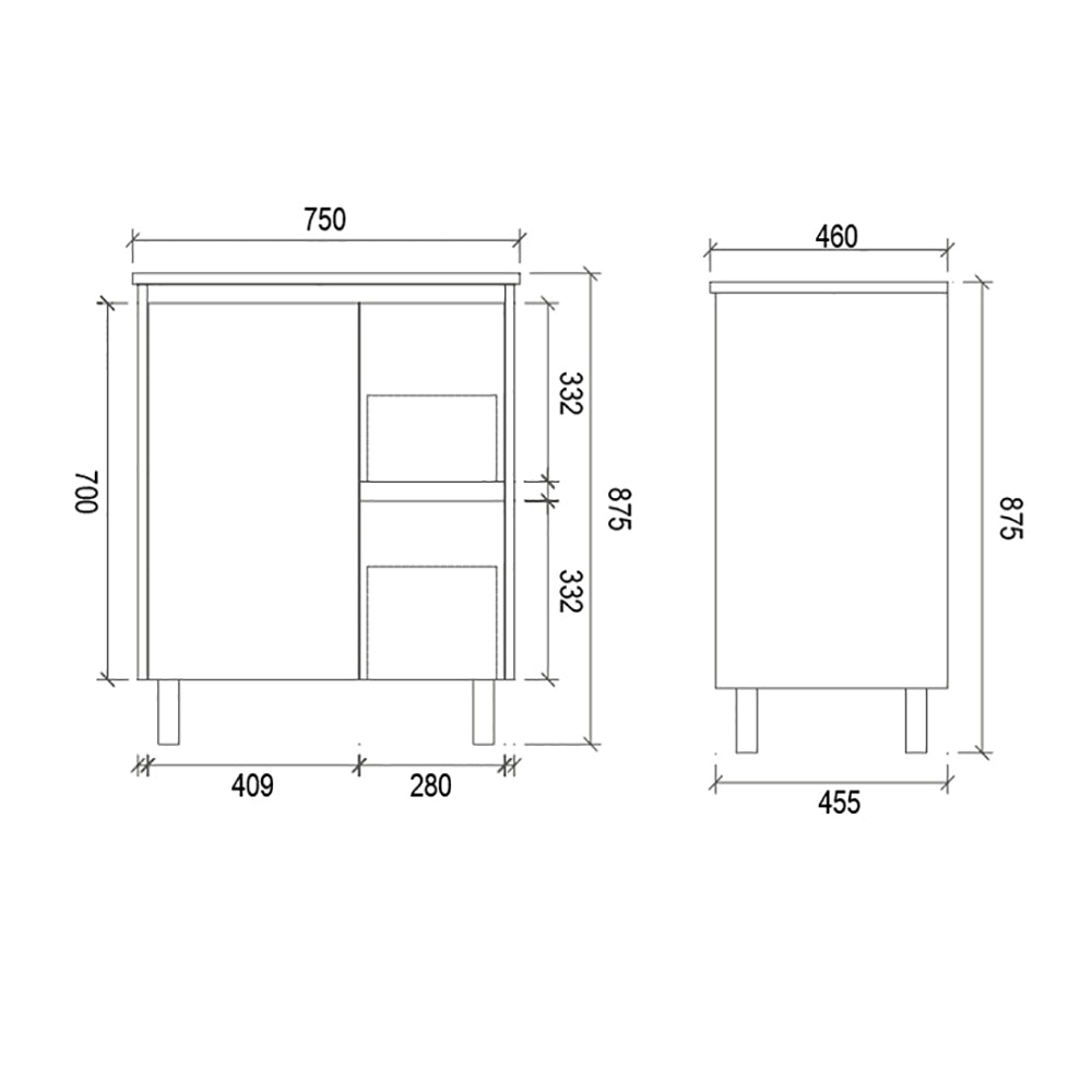 PVC Wall Hung White Bathroom Vanity WPC750R - Bathroom Hub