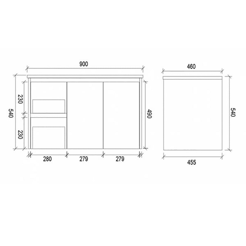 PVC Wall Hung White Bathroom Vanity PWH900L