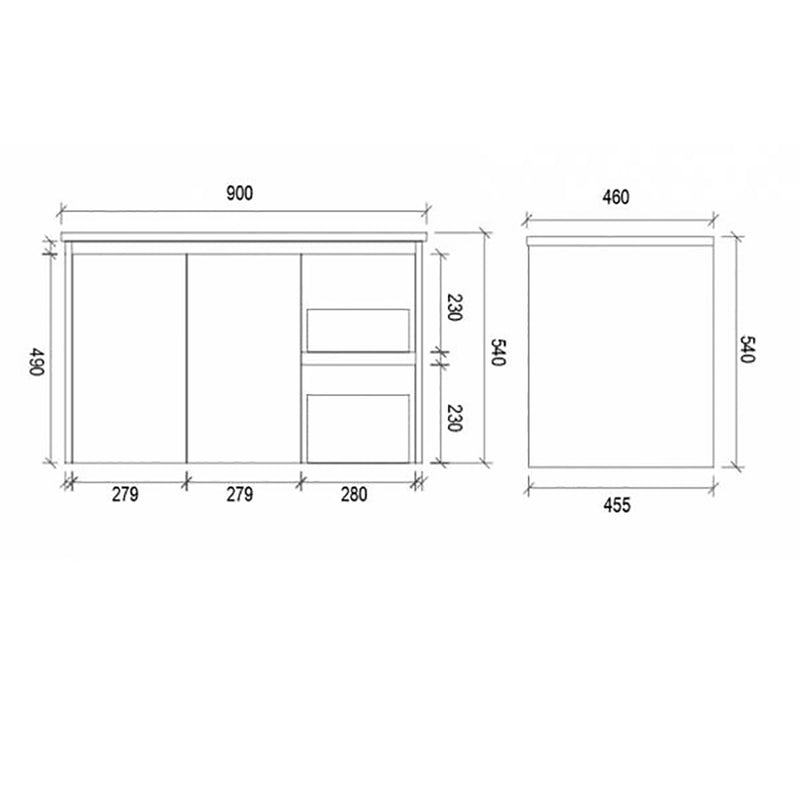 PVC Wall Hung White Bathroom Vanity PWH900R