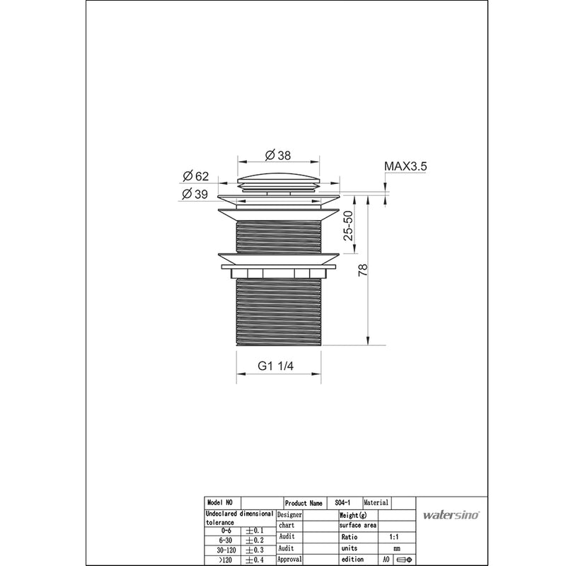 Antique Brass Basin Waste No Over Flow S04-1F