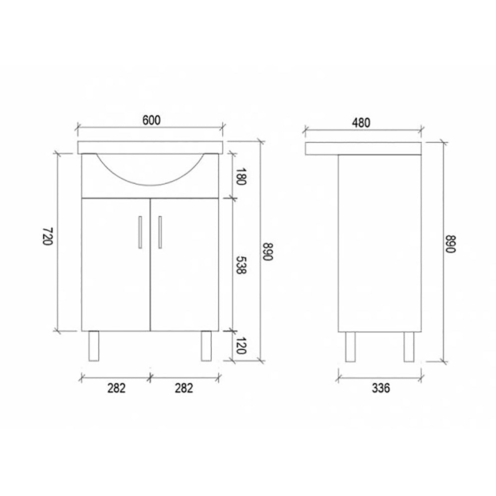 Semi-Recessed Freestanding White Bathroom Vanity SR600 - Bathroom Hub