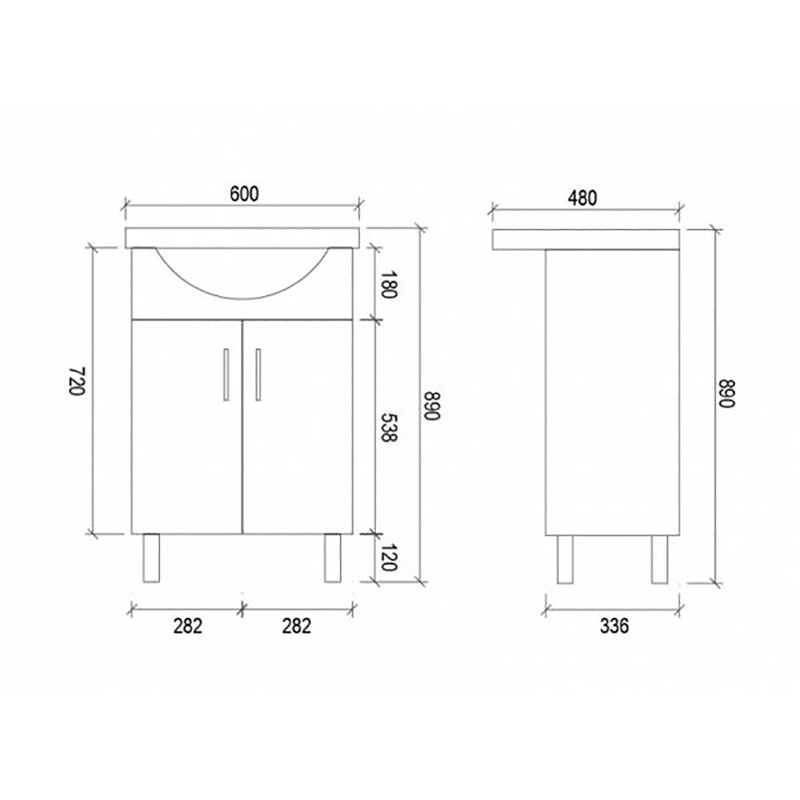 Semi-Recessed Freestanding White Bathroom Vanity SR600