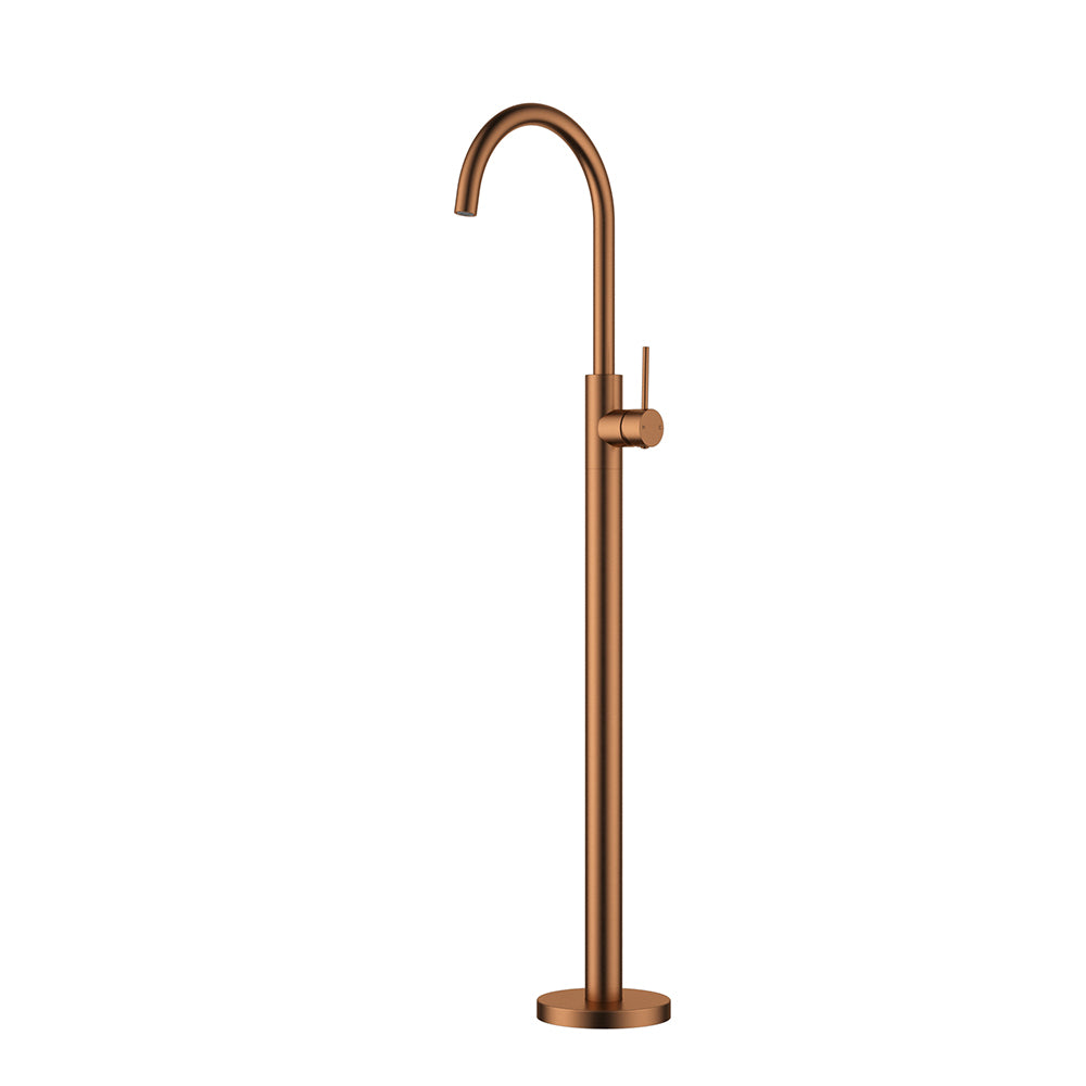Otus Slimline Freestanding Bath Mixer Brush Copper SSBF2070-BC - Bathroom Hub