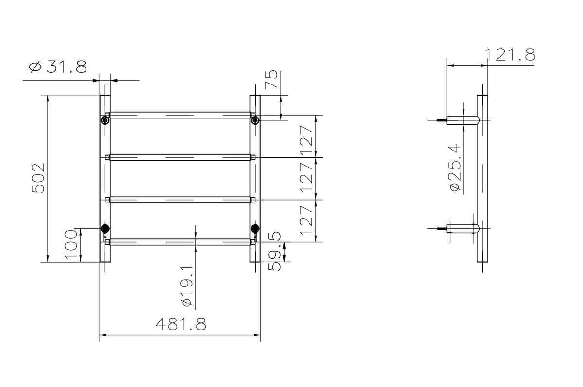 Allegra 4 Bar Heated Towel Rail JY-3340-MB - Bathroom Hub