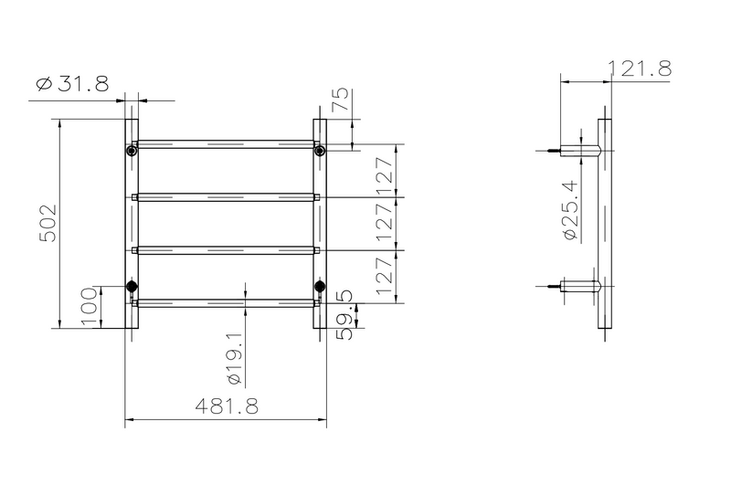 Allegra 4 Bar Heated Towel Rail JY-3340-MB