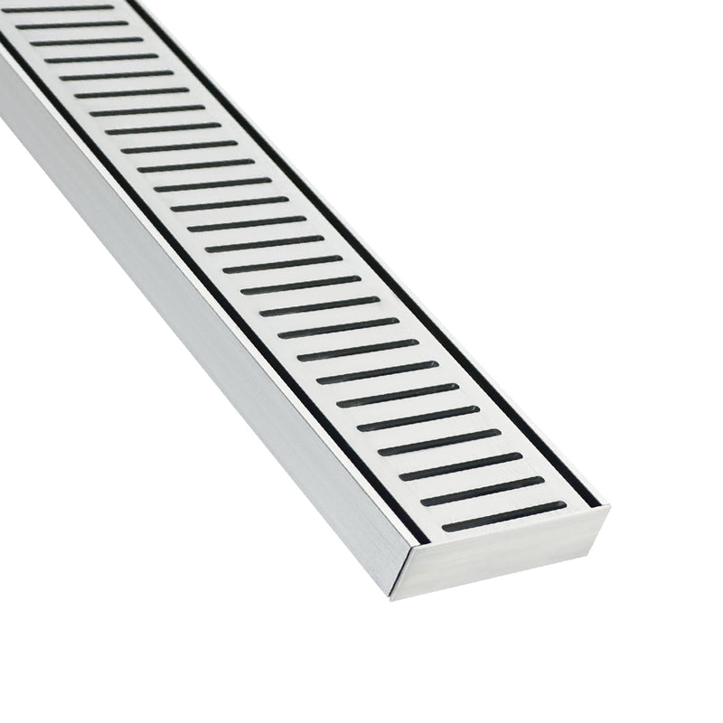 Aluminium Slimline Shower Grate Drain Silver 300-3000x100x21mm