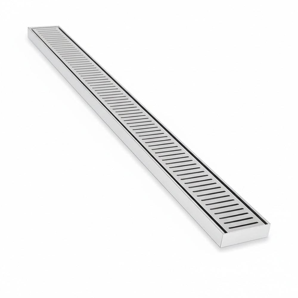 Aluminium Slimline Shower Grate Drain Silver 300-3000x100x21mm - Bathroom Hub