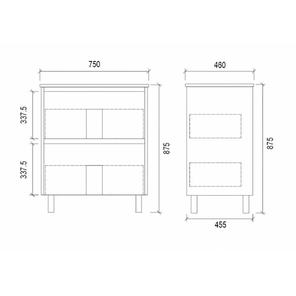 Two Drawers Freestanding White Bathroom Vanity TD750