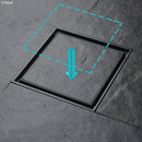 Square Tile Bed Floor Waste, 90mm Outlet, Gun Metal