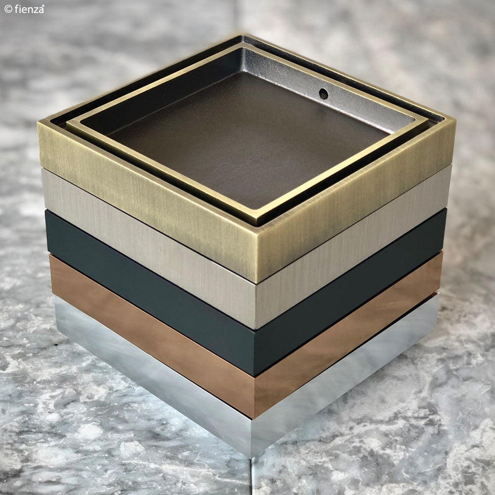 Square Tile Bed Floor Waste, 90mm Outlet, Brush Bronze - Bathroom Hub