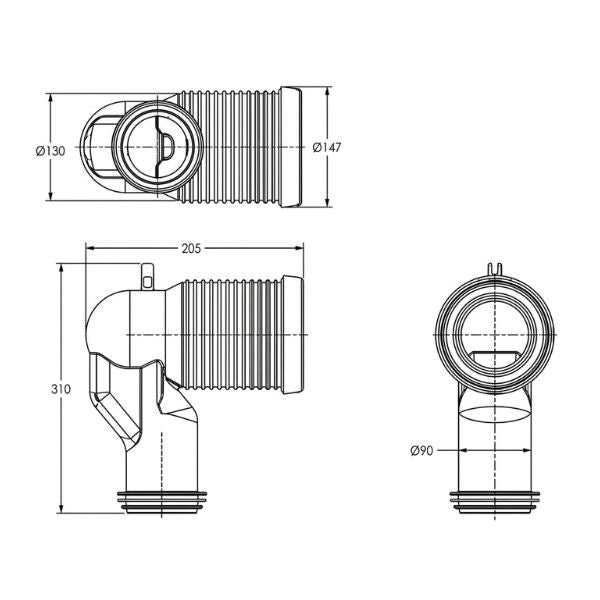Vision Toilet Universal S Trap Pan Connector - VTPCW