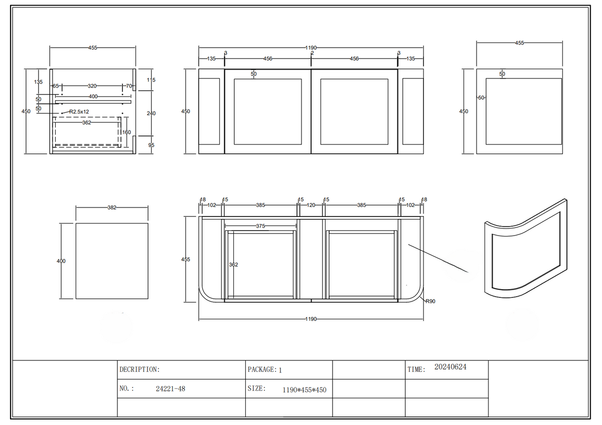 Curved Shaker Wall Hung Matt White Vanity Unit 1200mm WH24221_1200_MW - Bathroom Hub