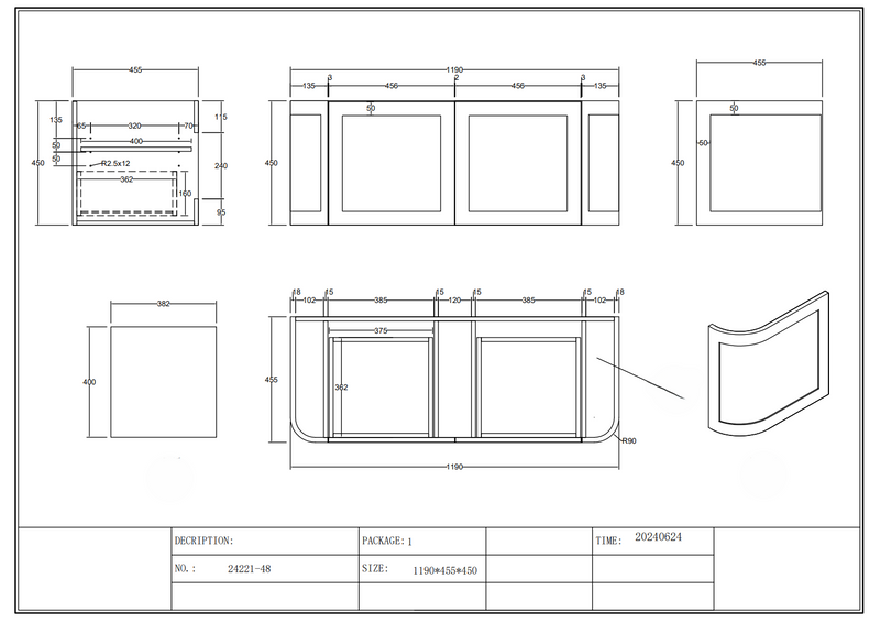 Curved Shaker Wall Hung Matt White Double Bowel Vanity Unit 1200mm