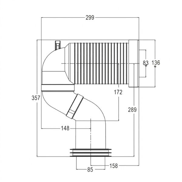Vision Toilet Universal Extended S Trap Pan Connector - VTPCW2