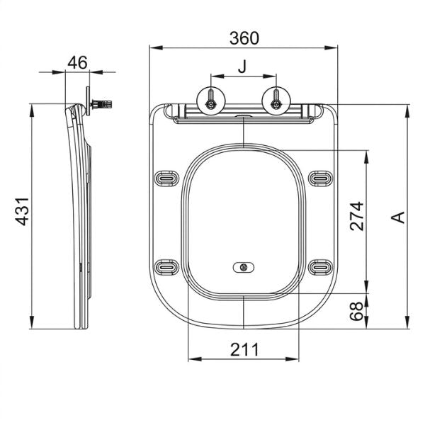 Vision UF Slim Square Universal Toilet Seat - UFST-WH