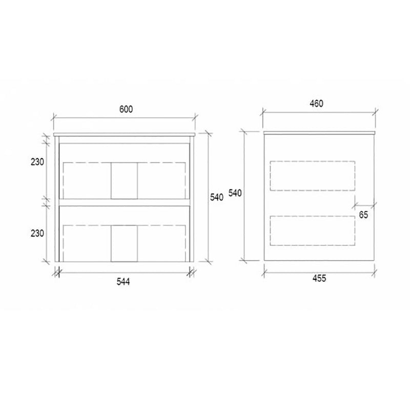 Two Draws Wall Hung Dark Grey Bathroom Vanity WHDM600