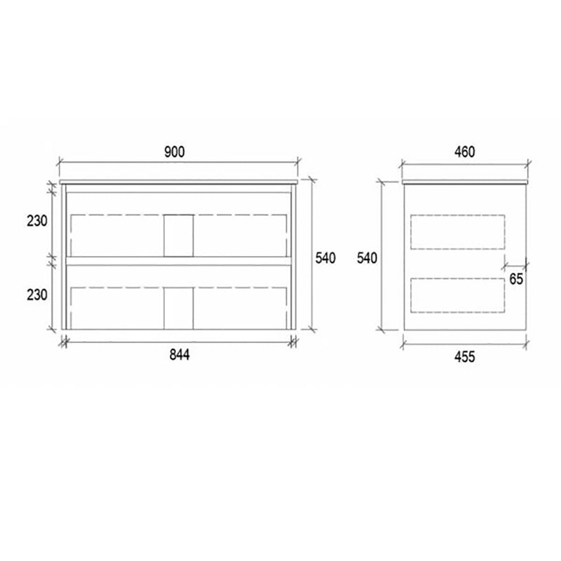 Two Draws Wall Hung Dark Grey Bathroom Vanity WHDM900