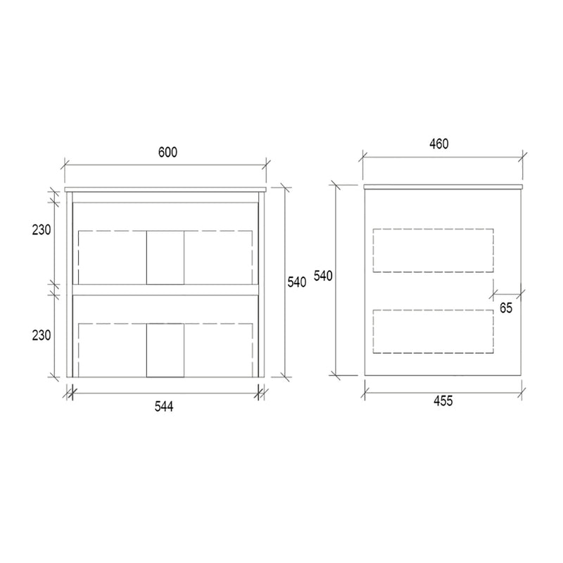 Two Draws Wall Hung White Oak Bathroom Vanity WHLM600