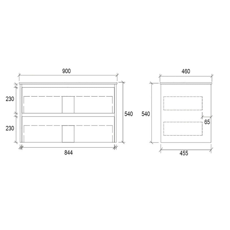 Two Draws Wall Hung White Oak Bathroom Vanity WHLM900