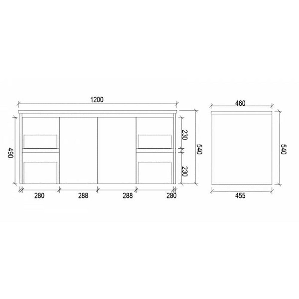 Four Drawers Wall Hung Hampton White Bathroom Vanity WHSH1200 - Bathroom Hub