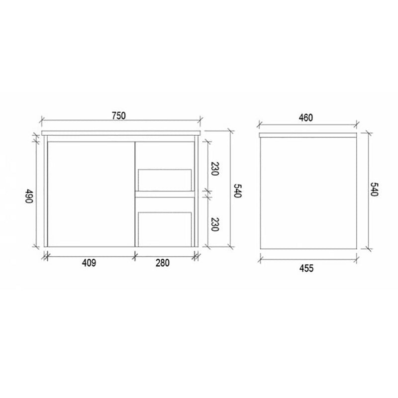 Wall Hung Bathroom Vanity WHSH750R In Sydney