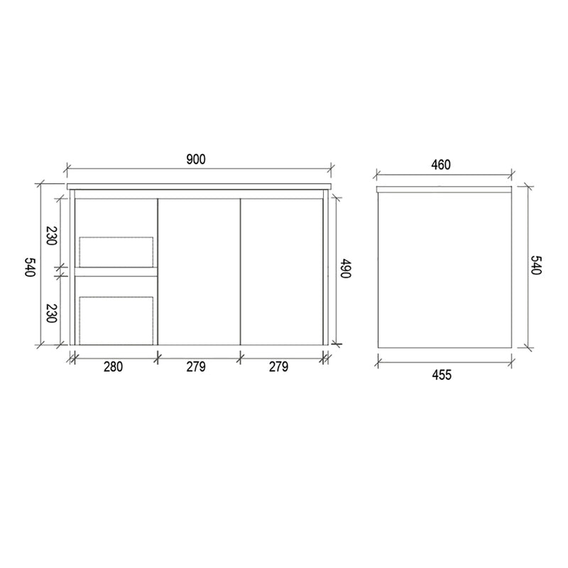 Two Draws Wall Hung Hampton White Bathroom Vanity WHSH900L