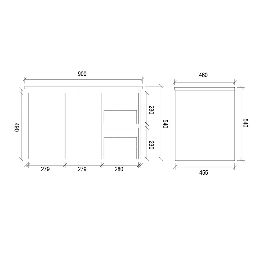 Two Drawer Wall Hung Hampton White Bathroom Vanity WHSH900R