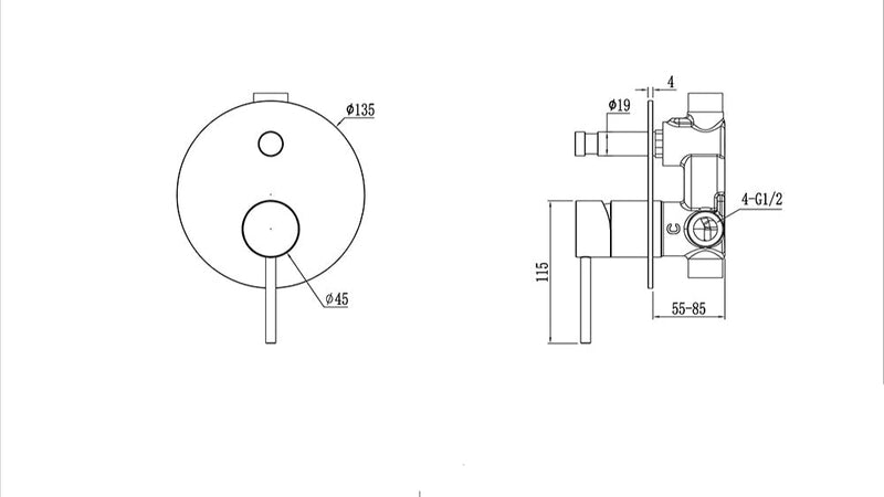 Antique Brass Wall Mixer with Diverter WS511NS