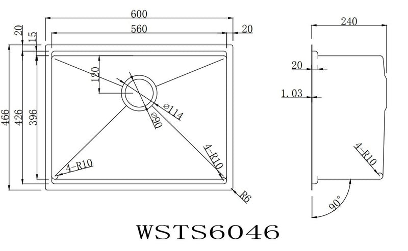 Stainless steel workstation kitchen sink single bowl 60cm - WSTS6046