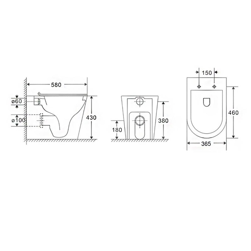 Back To Wall Rimless In Wall Floor Pan Only Siren