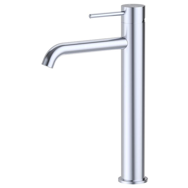 Otus Slimline Stainless Steel Curved Spout Highrise Basin Mixer - PLC2002SS-BN