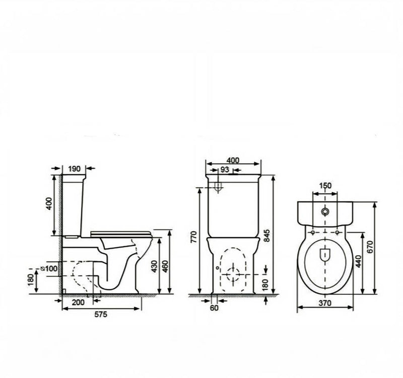 Hampton Style Rimless Toilet Suite Gloss White