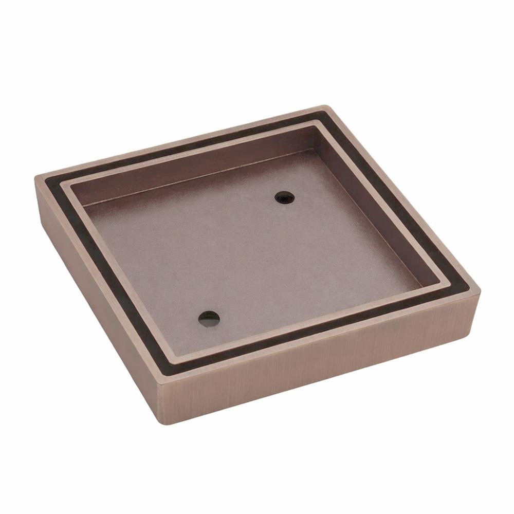 Square Tile Bed Floor Waste, 90mm Outlet, Brush Bronze - Bathroom Hub