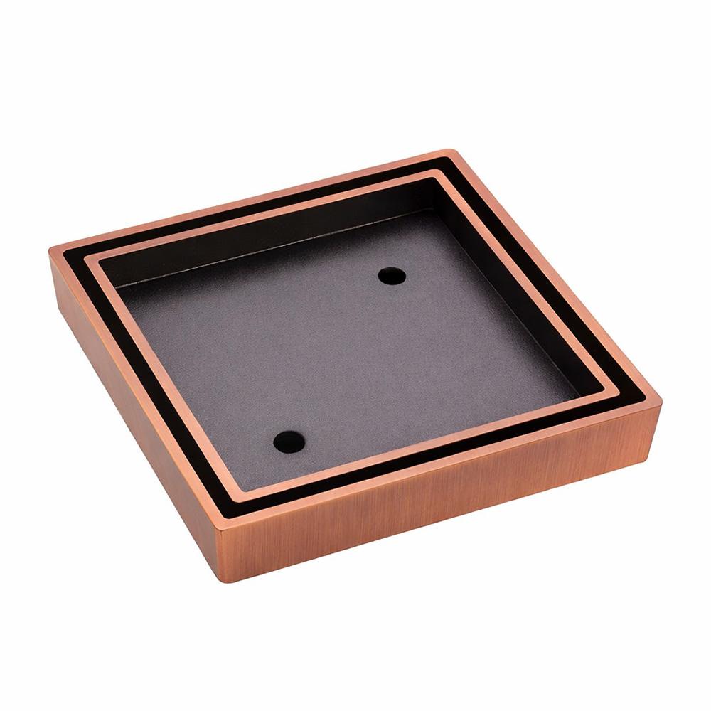 Square Tile Bed Floor Waste, 90mm Outlet, Brush Copper - Bathroom Hub