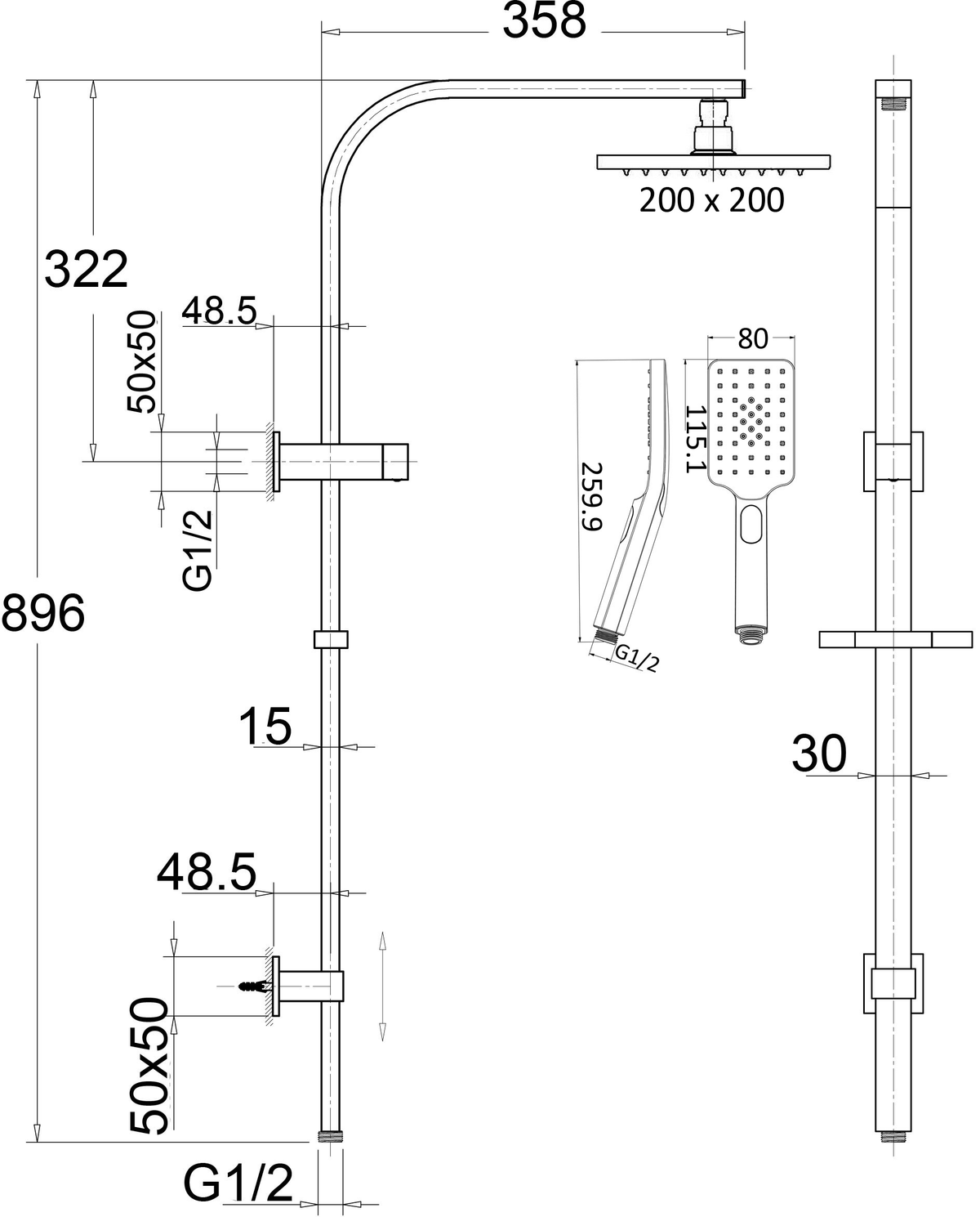 Eden Multifunction Shower Set Gunmetal PHC7121S-GM - Bathroom Hub