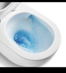 Geberit Sigma 8 Wall Hung Rimless Tornado Toilet Suite With Stainless Steel Colour Button